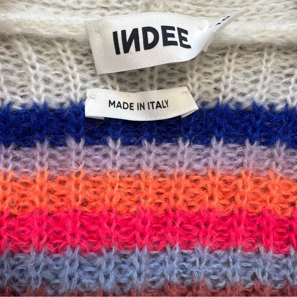 INDEE Network Cardigan Stripe Colorful Long Sleeves Sweater Size 10 - Picture 8 of 14